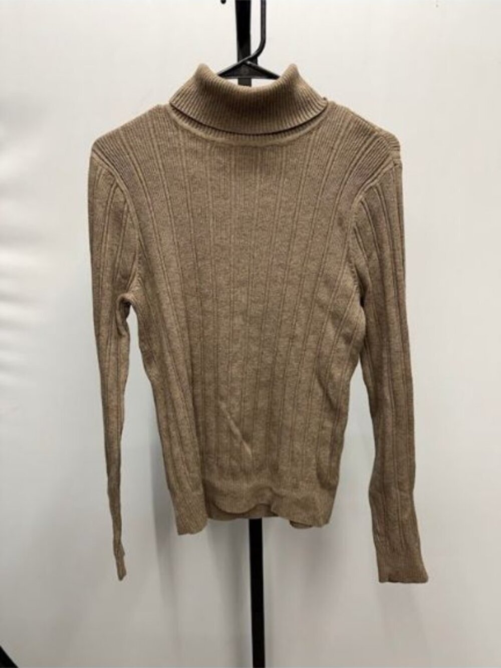 Jeanne Pierre Tan Ribbed Turtleneck Long Sleeve Sweater